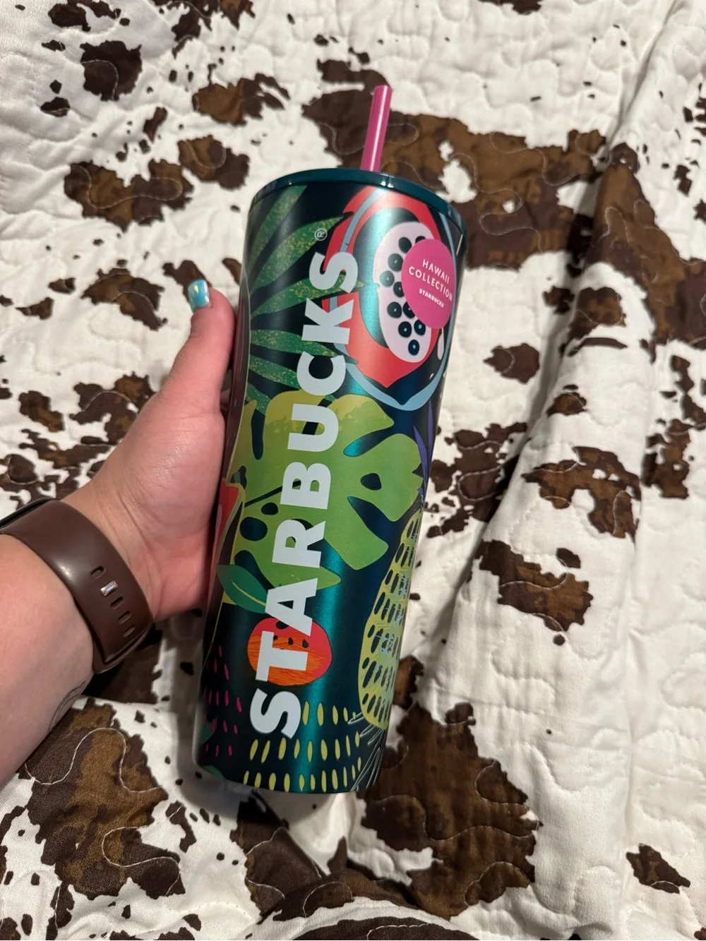 Starbucks Hawaii Collection Green Tropical Stainless Travel Tumbler